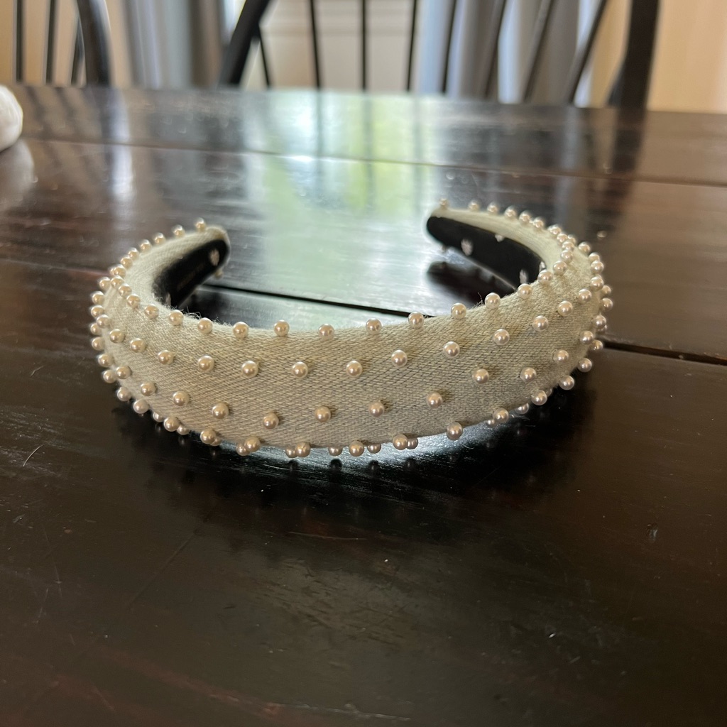 Lele Sadoughi Light Blue Headband With Pearls
